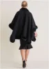 Fur Trim Wrap Shawl - Black sold by VENUS