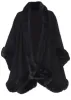 Fur Trim Wrap Shawl - Black sold by VENUS