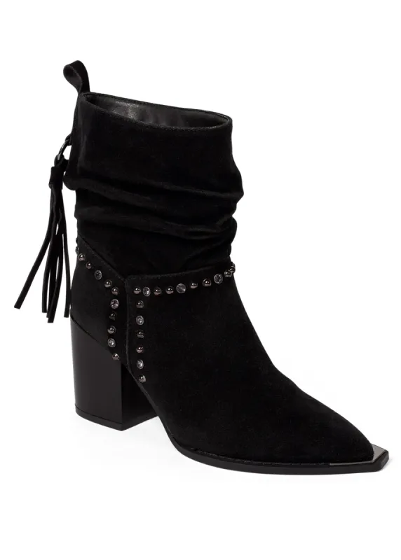 Faux-Suede Studded Booties - Black sold by VENUS