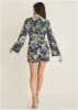 Long-Sleeve Skort Romper - Mystic Jacobean sold by VENUS