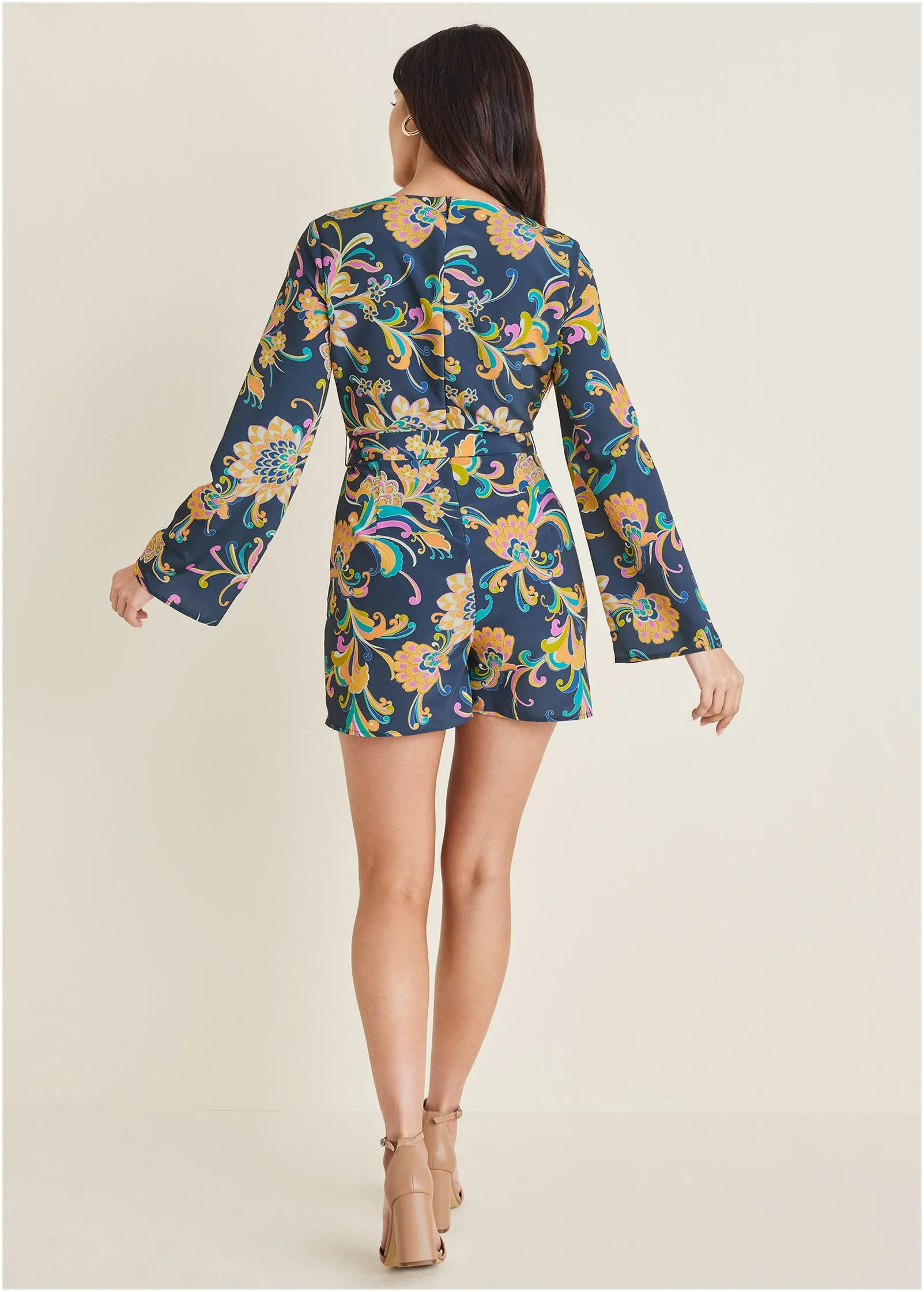 Long-Sleeve Skort Romper - Mystic Jacobean sold by VENUS product image thumbnail 2
