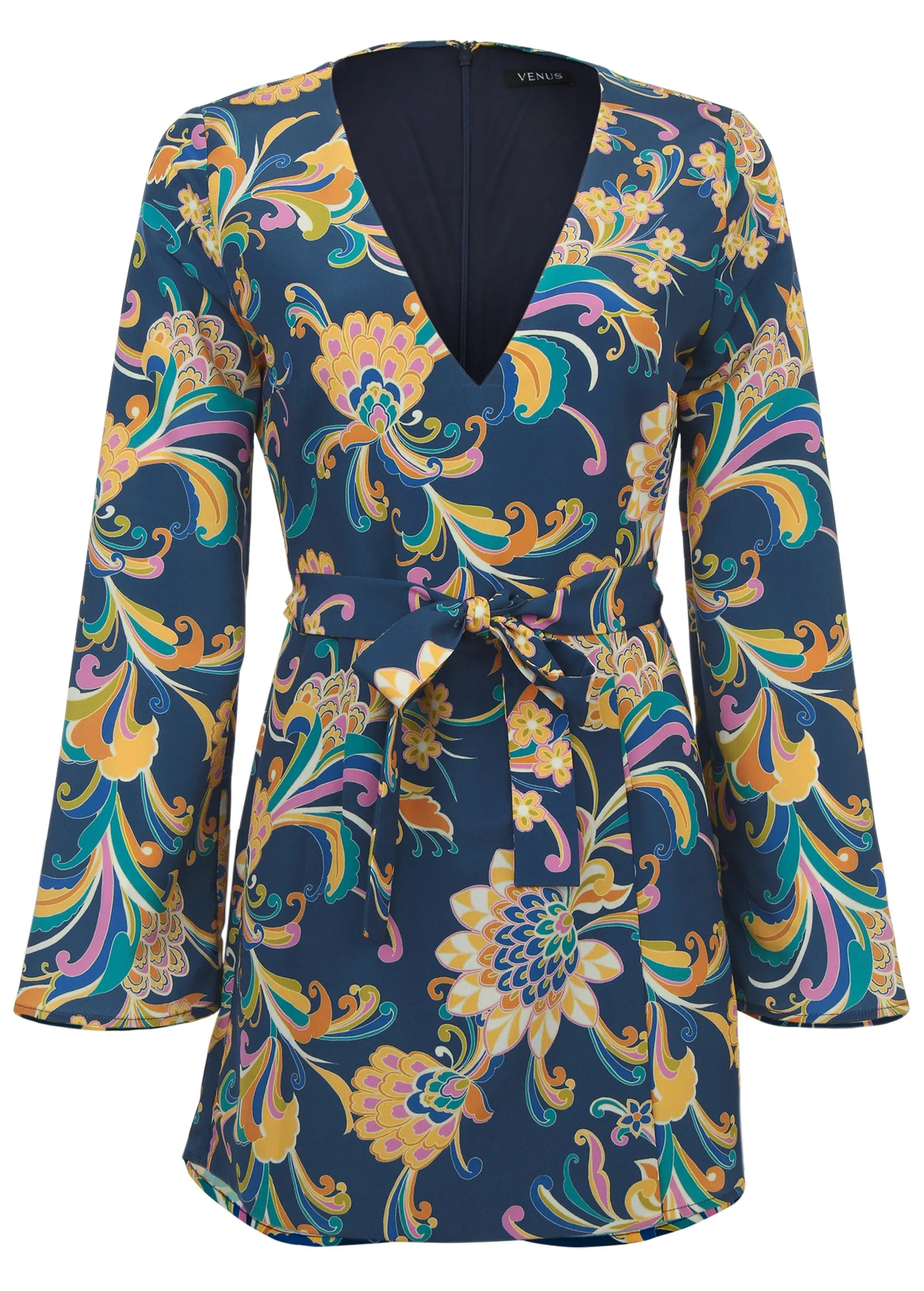 Long-Sleeve Skort Romper - Mystic Jacobean sold by VENUS product image thumbnail 3