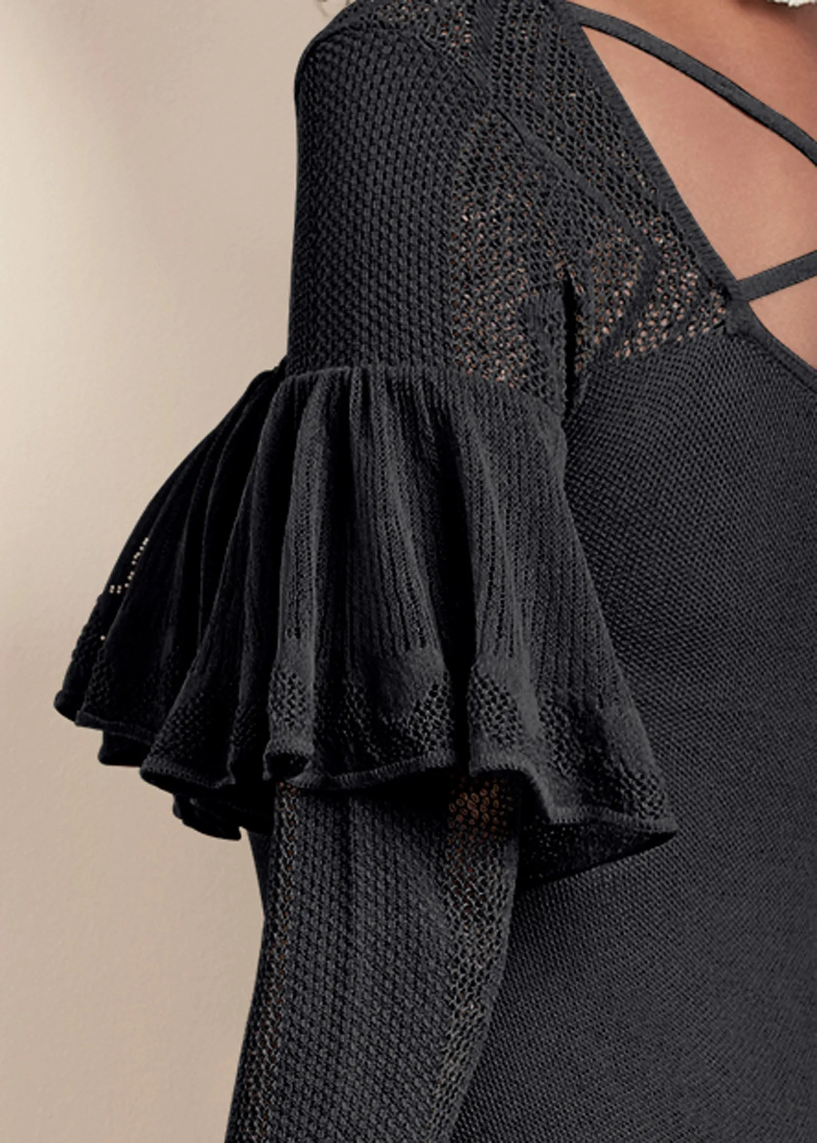Ruffle Sweater Dress - Black sold by VENUS product image thumbnail 5