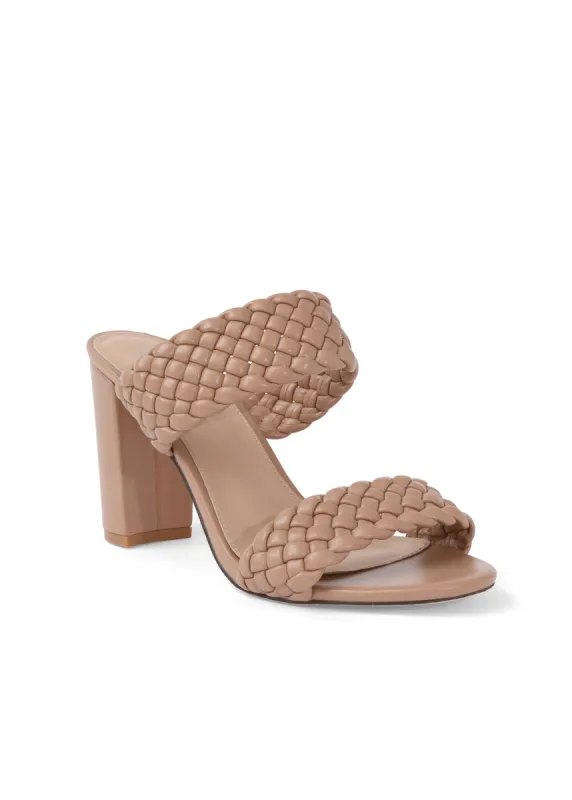 Braided Double Strap Mules - Taupe sold by VENUS