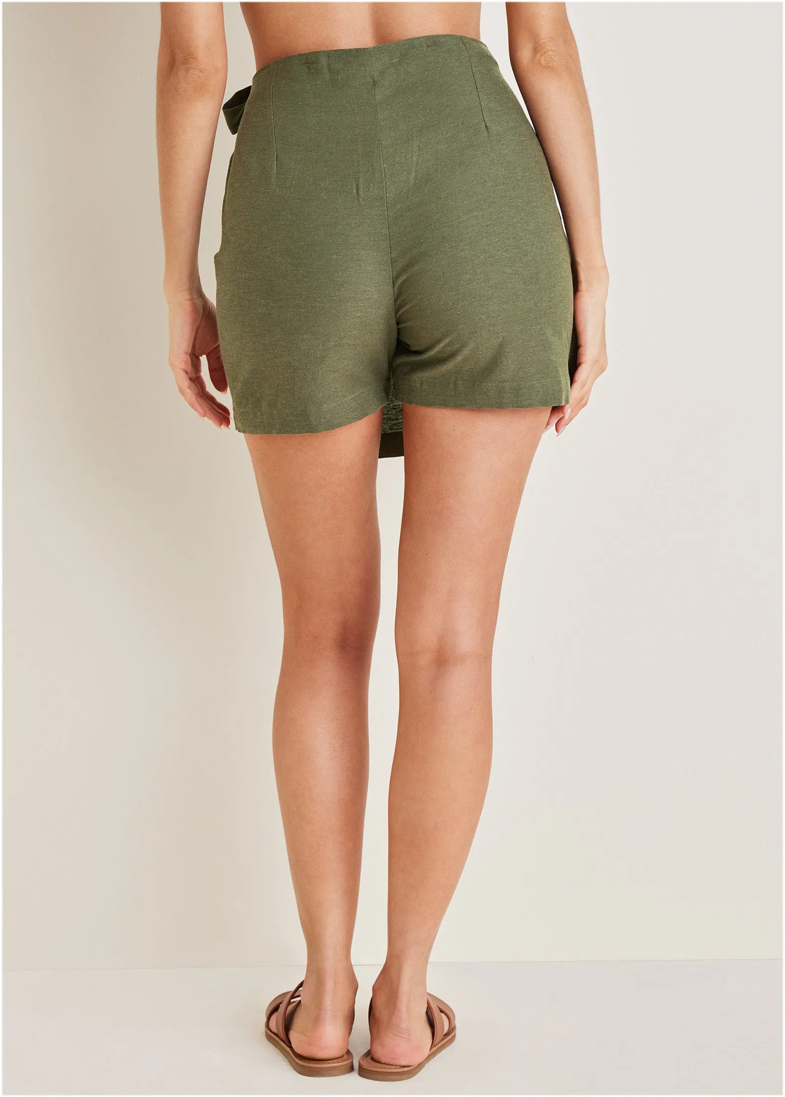 Wrap Linen Skort - Olive sold by VENUS product image thumbnail 2
