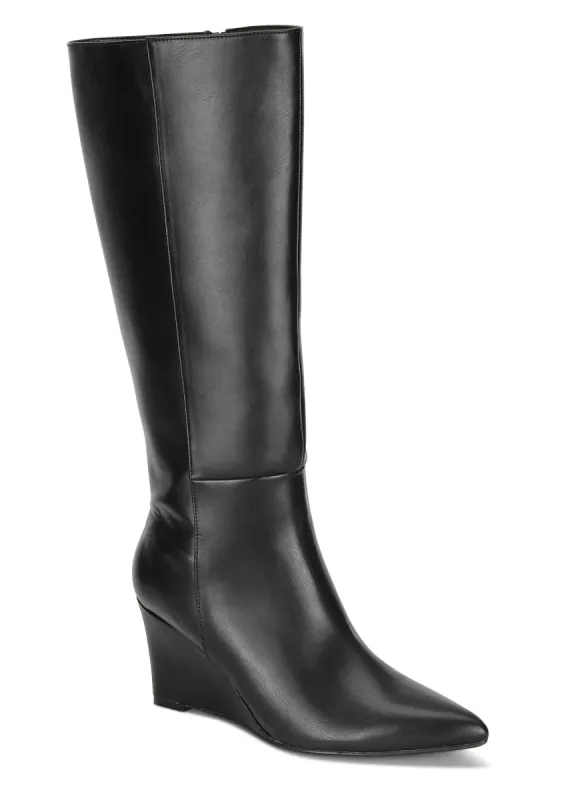 Tall Wedge Boots - Black sold by VENUS
