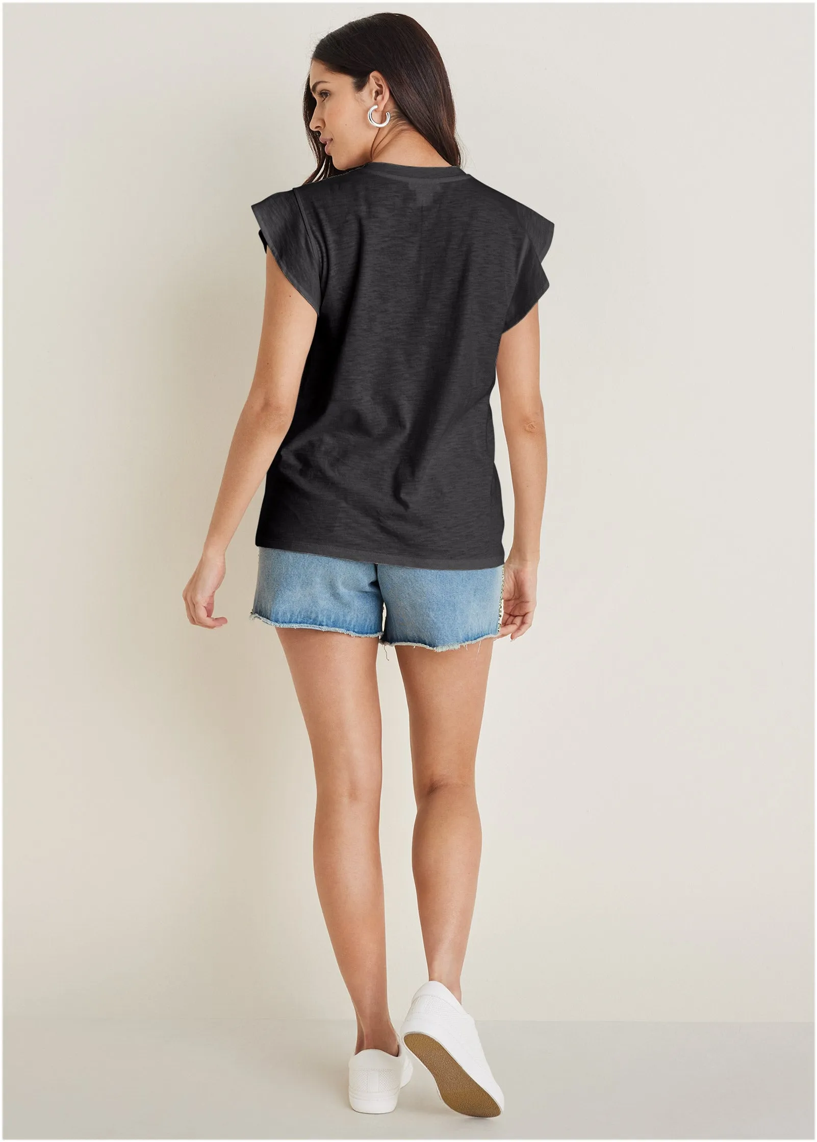 Ruffle Sleeve Tee - Black sold by VENUS product image thumbnail 2