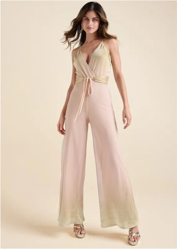 Ombre Sparkle Jumpsuit  - Pink Multi sold by VENUS