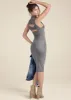 Ribbed Twist-Back Dress - Heather Grey sold by VENUS