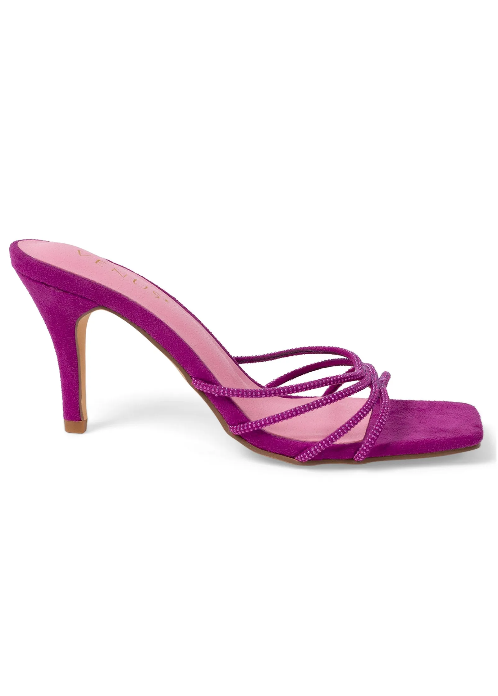 Strappy Kitten Heel Sandals - Dark Pink sold by VENUS product image thumbnail 2