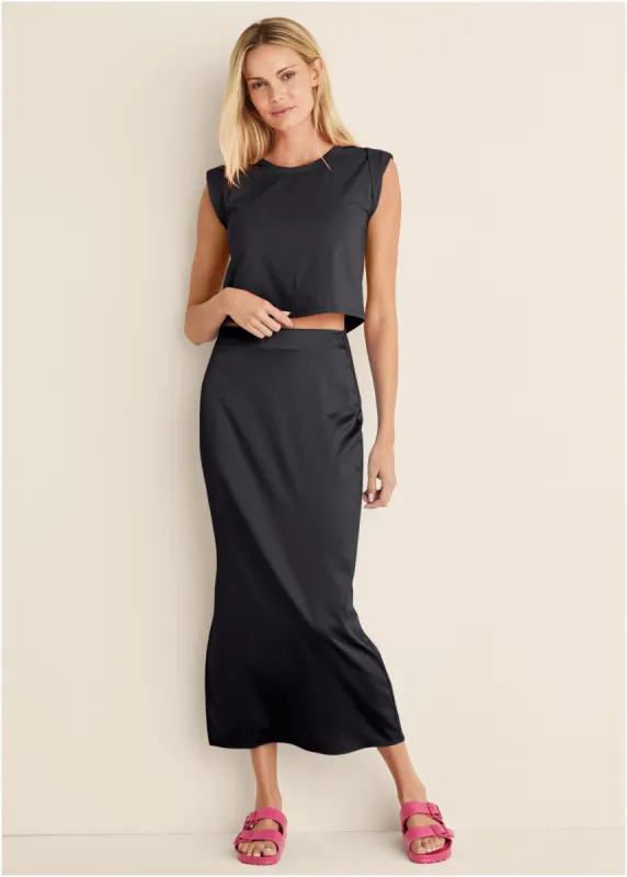 Cap Sleeve Tee - Black sold by VENUS