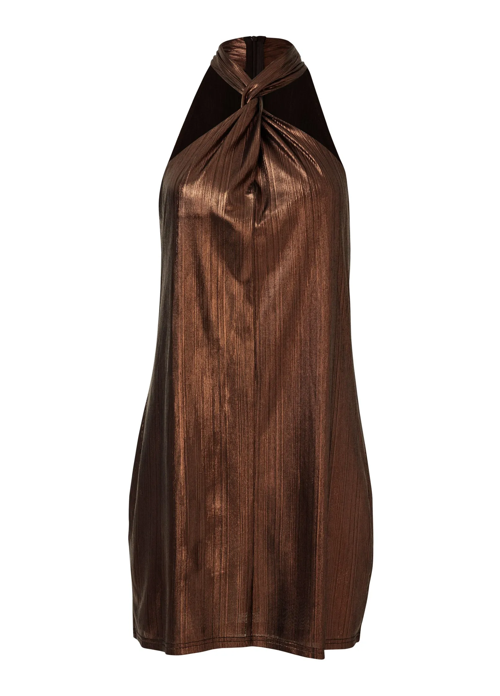 Metallic Twist Mini Dress - Black & Bronze sold by VENUS product image thumbnail 5