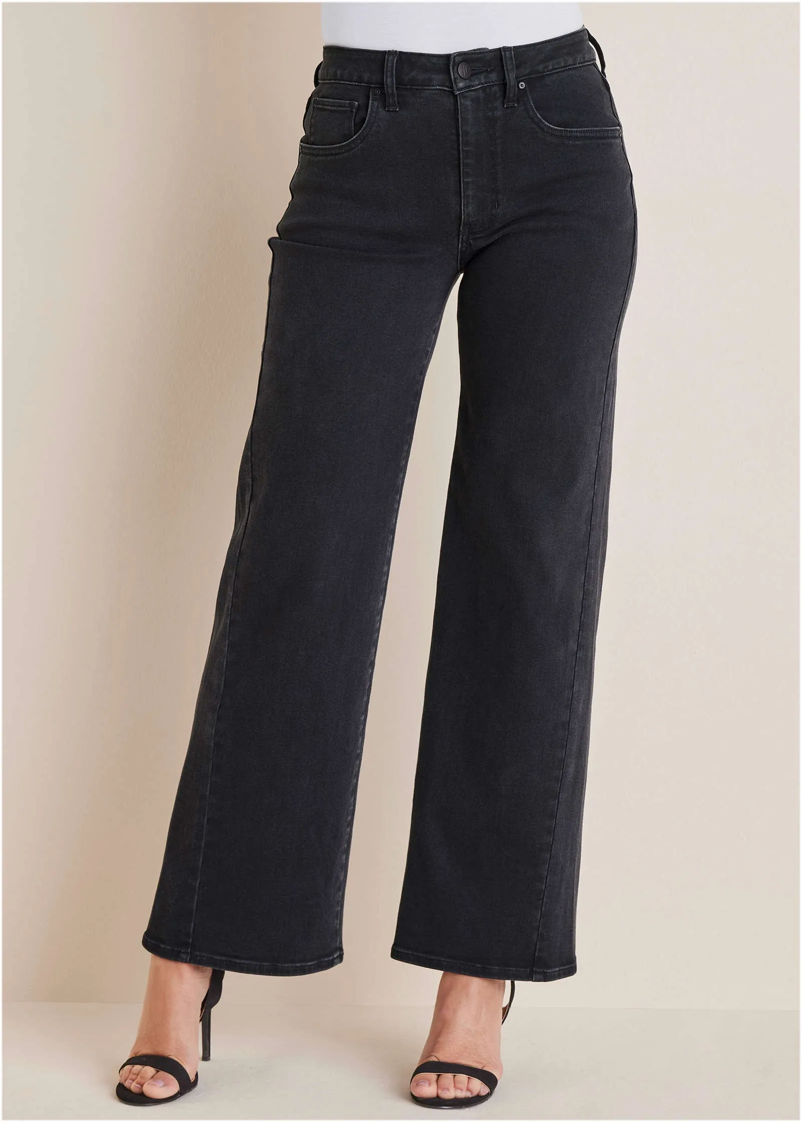 Farrah Wide Leg Jeans - Black Wash sold by VENUS