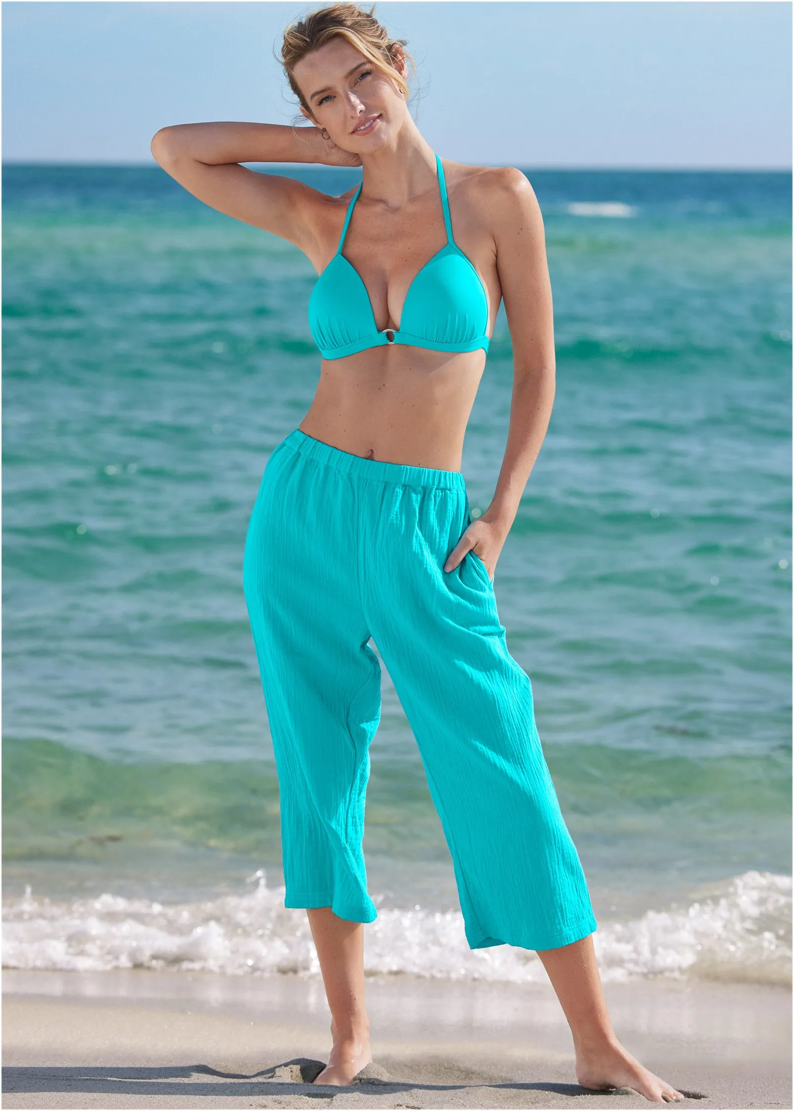Pack And Go Pant Cover-Up - Aqua Reef sold by VENUS