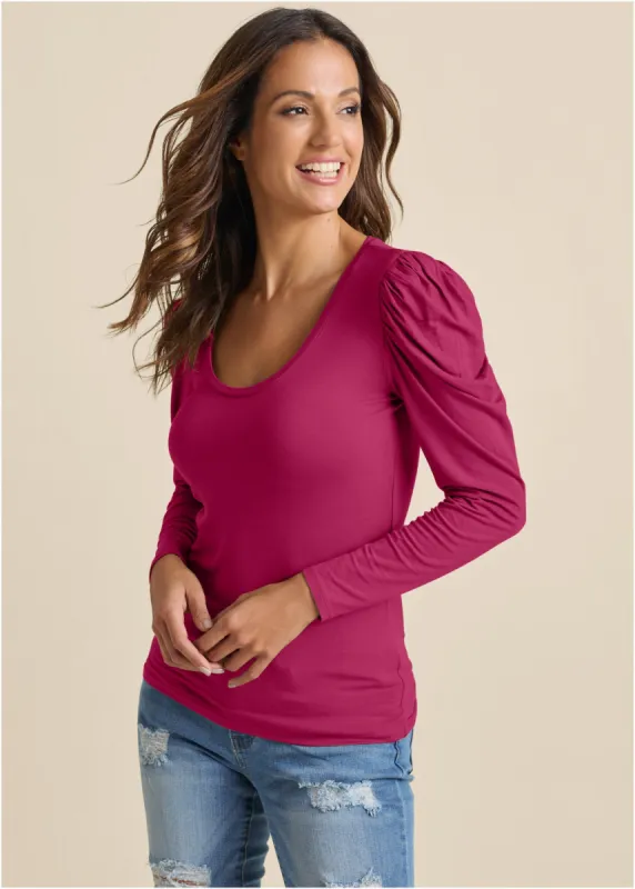 Puff Shoulder Long Sleeve Top - Vivacious sold by VENUS