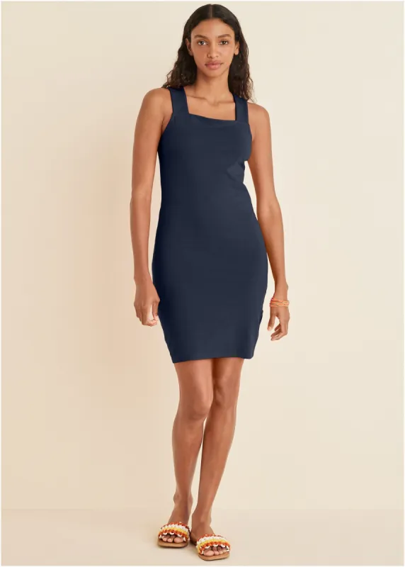 Square Neck Tank Dress - Navy sold by VENUS