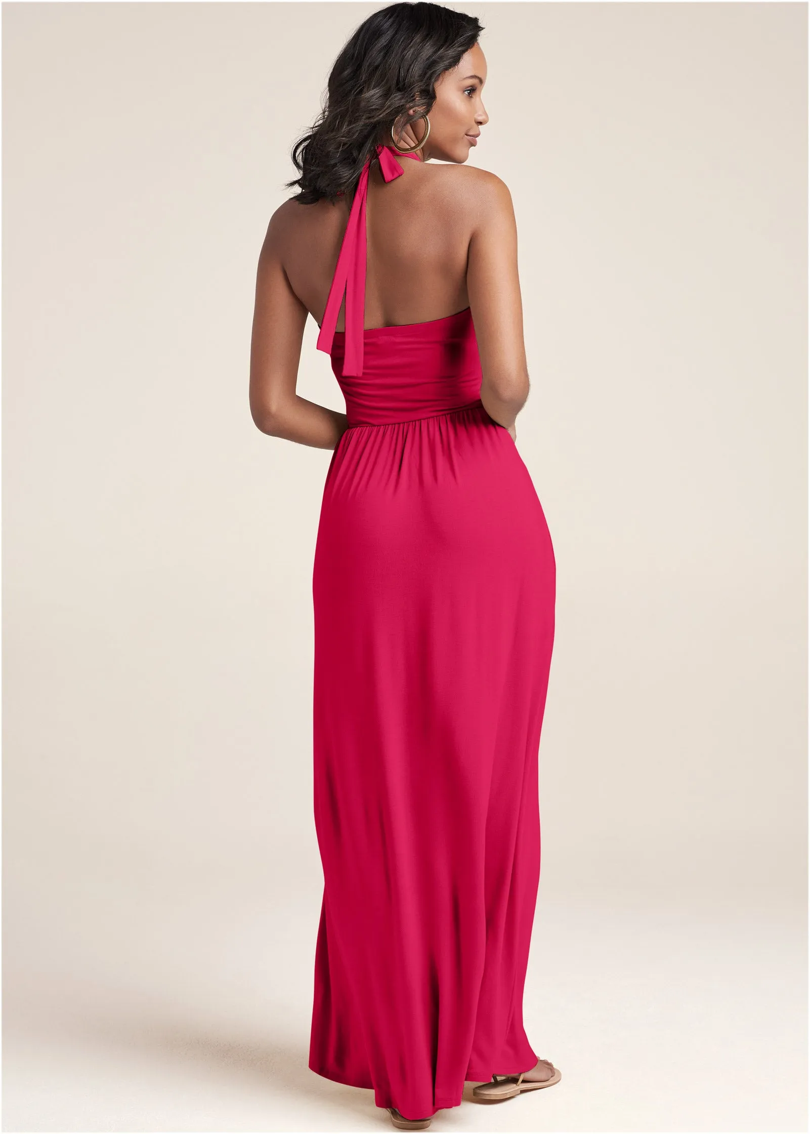 High Neck Maxi Dress - Dark Pink sold by VENUS product image thumbnail 2