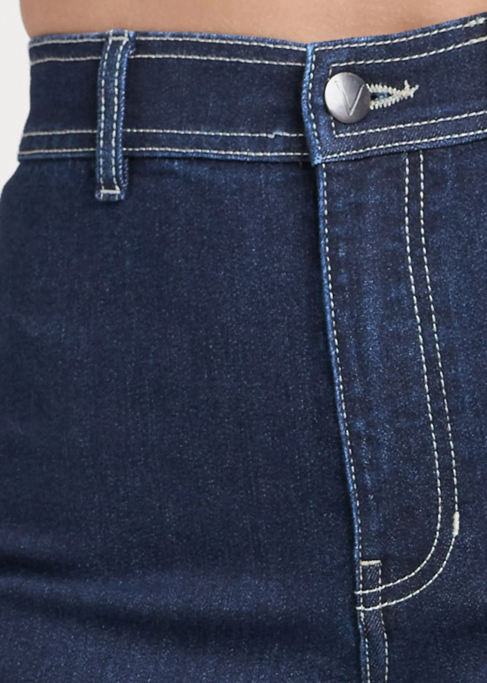 Wide Leg Frayed Flare Jeans - Dark Wash sold by VENUS product image thumbnail 4