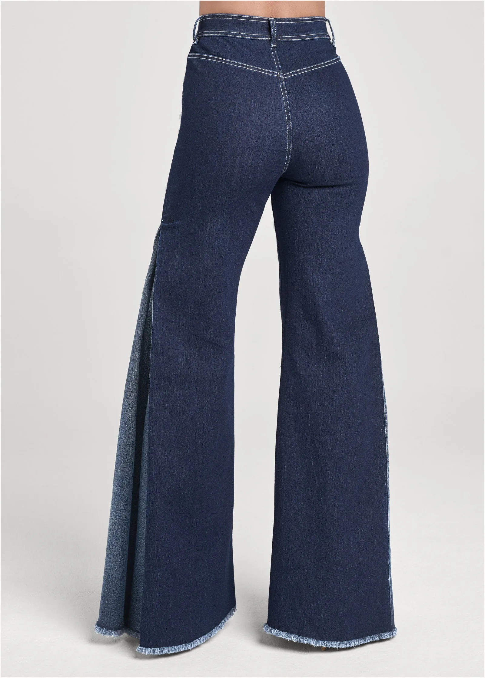 Wide Leg Frayed Flare Jeans - Dark Wash sold by VENUS product image thumbnail 2