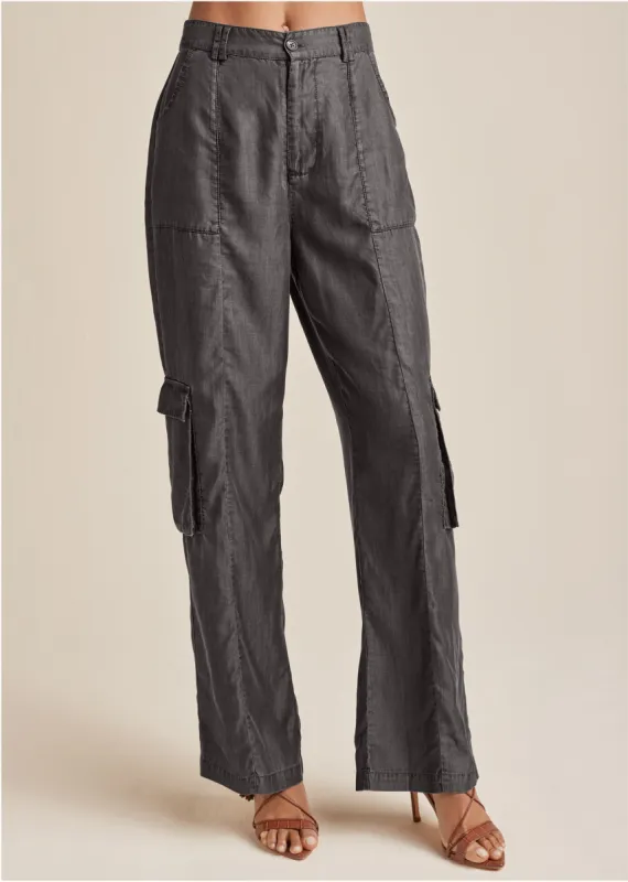Chambray Cargo Pants - Gray Heather sold by VENUS
