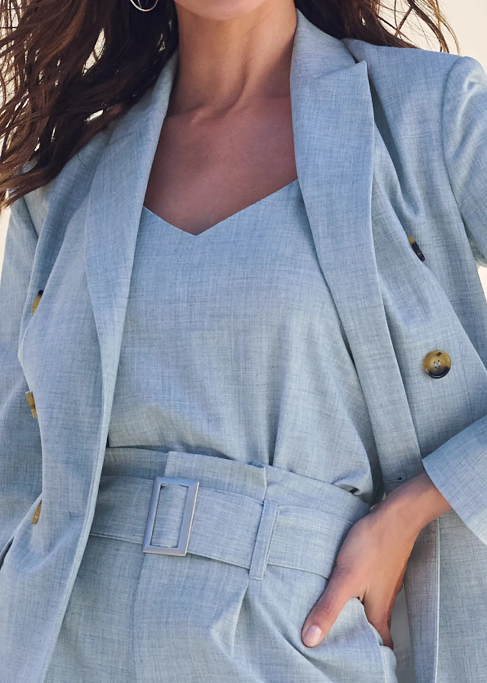 Melange Blazer Short Set - Medium Wash sold by VENUS product image thumbnail 3