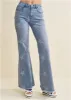 Mid-Rise Star Flare Jeans - Light Wash sold by VENUS