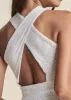 Sequin Keyhole Gown  - White sold by VENUS