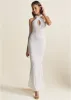 Sequin Keyhole Gown  - White sold by VENUS