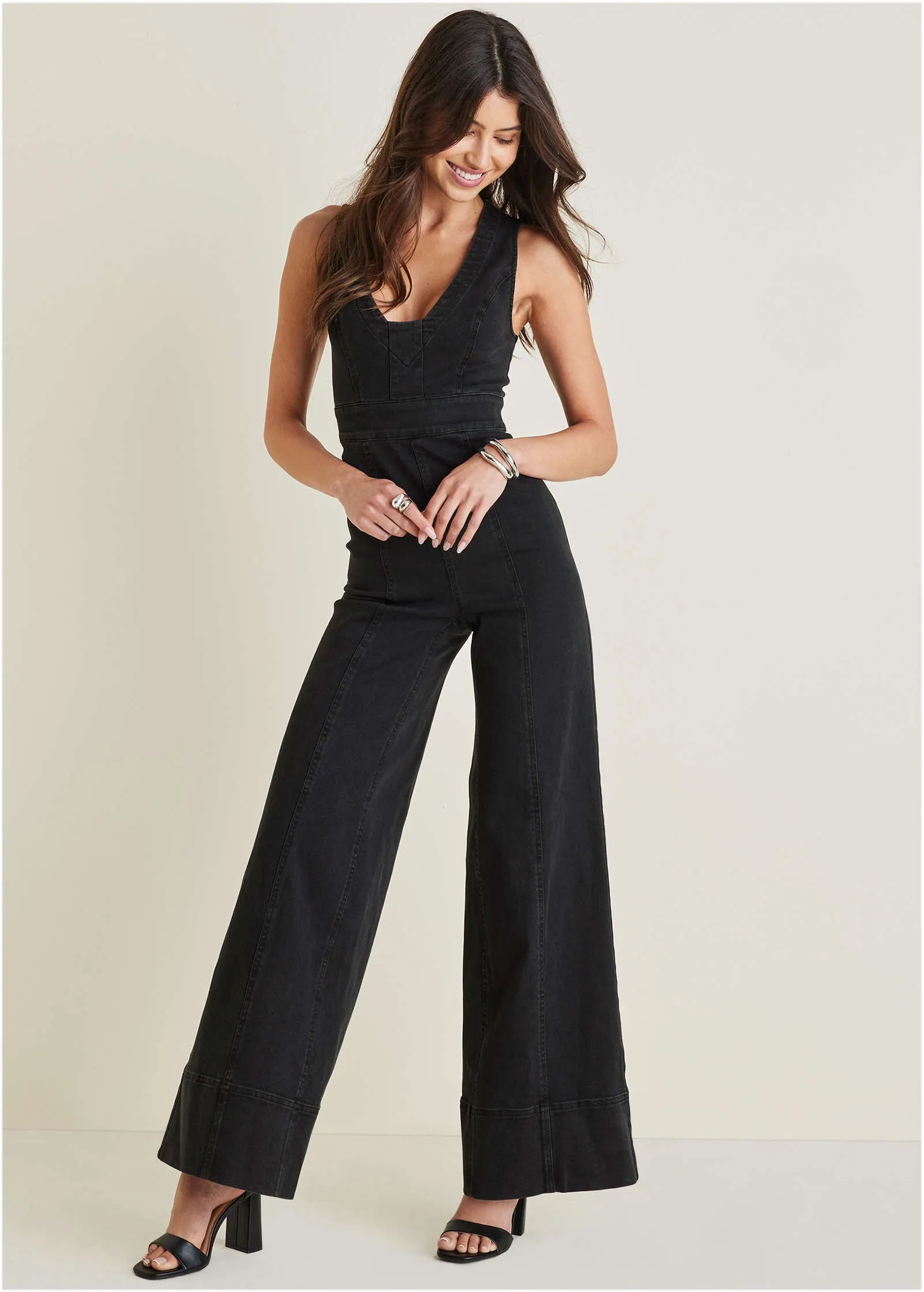 Stretch Denim Jumpsuit - Black Wash sold by VENUS product image thumbnail 4