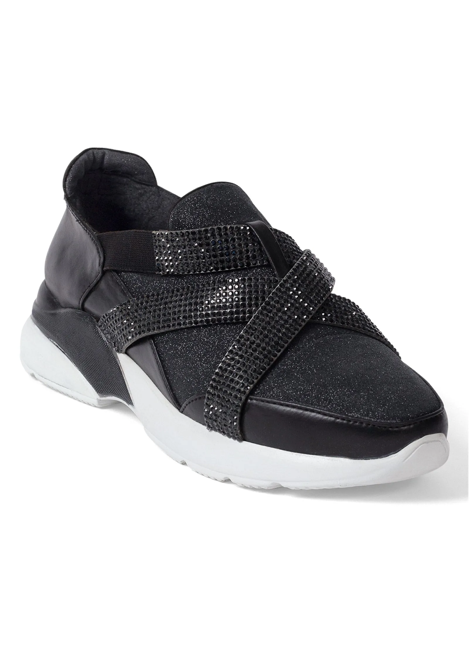 Glitter Wedge Sneakers - Black sold by VENUS