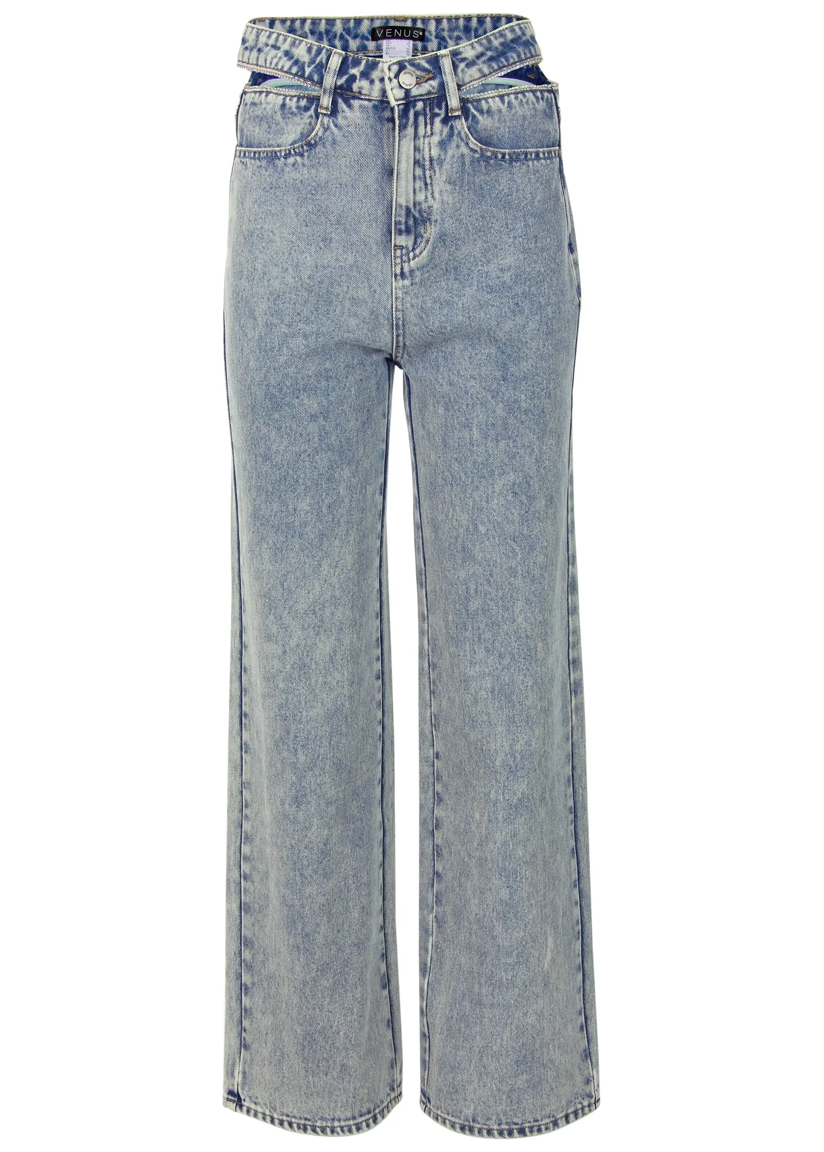 Rhinestone Cut Out Jeans - Acid Wash sold by VENUS product image thumbnail 5
