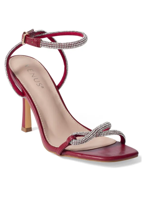 Embellished Twist Heels - Red sold by VENUS