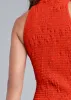 Smocked Mock-Neck Top - Orange sold by VENUS