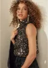 Sequin Mock-Neck Crop Top - Black & Gold sold by VENUS