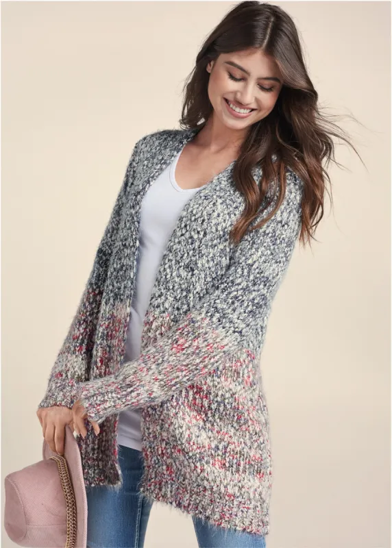 Marled Knit Cardigan - Blue Multi sold by VENUS