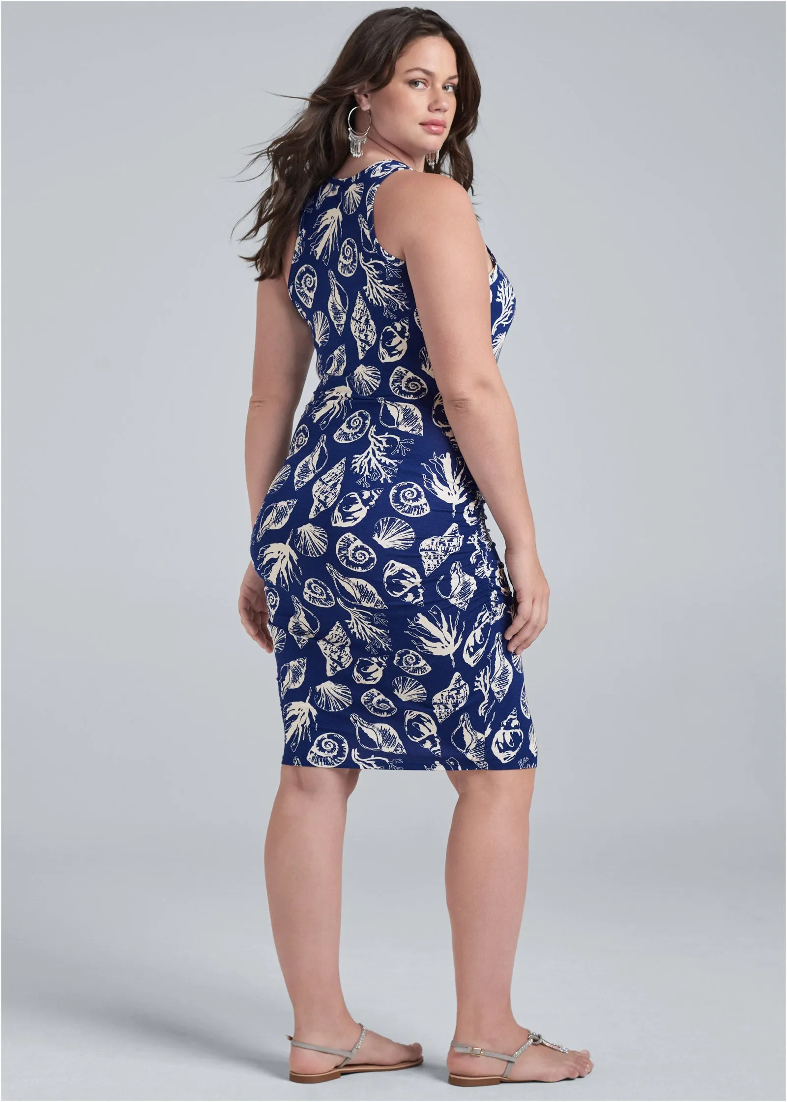 Ruched tank dress - Navy & White sold by VENUS product image thumbnail 5