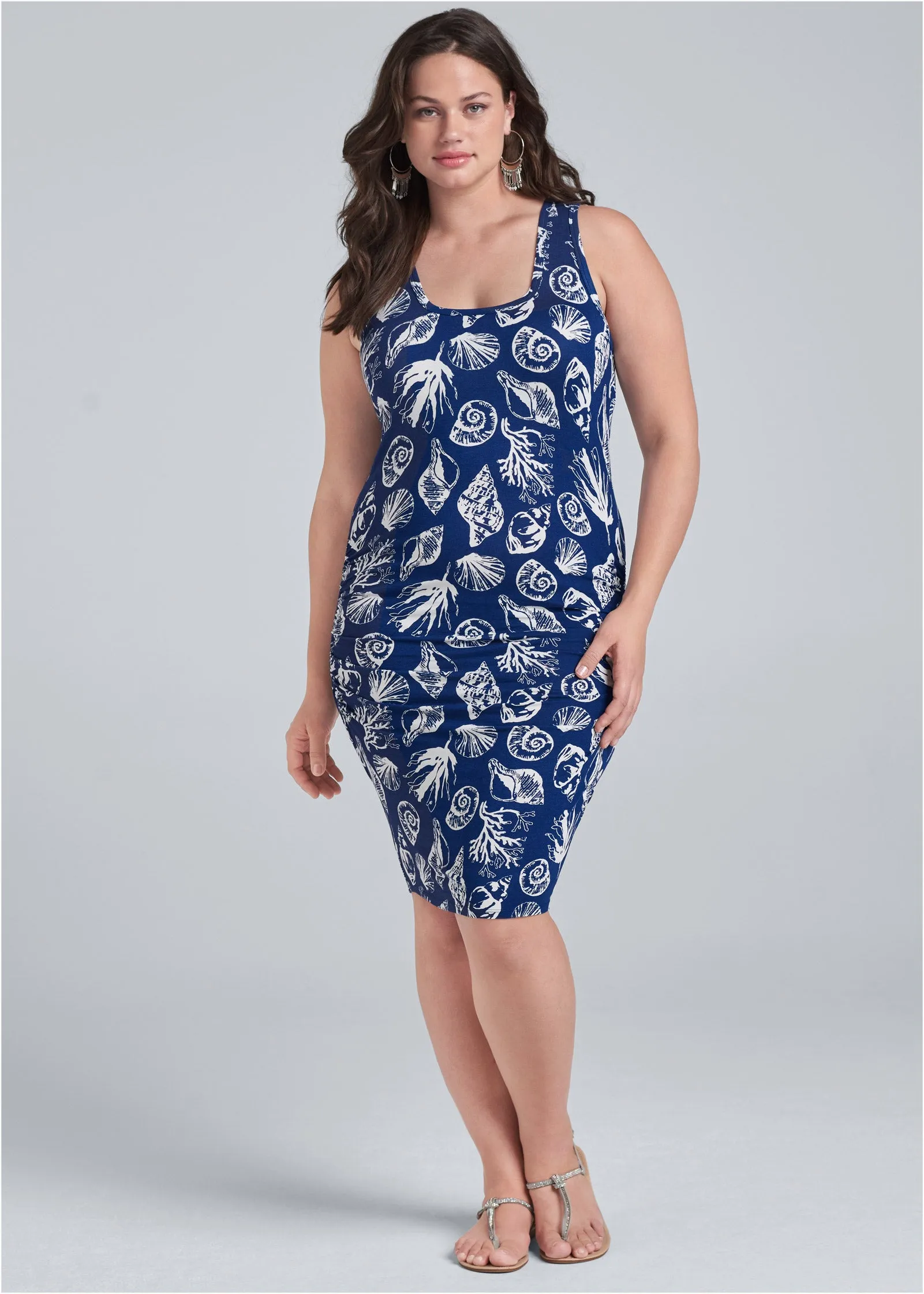 Ruched tank dress - Navy & White sold by VENUS product image thumbnail 4