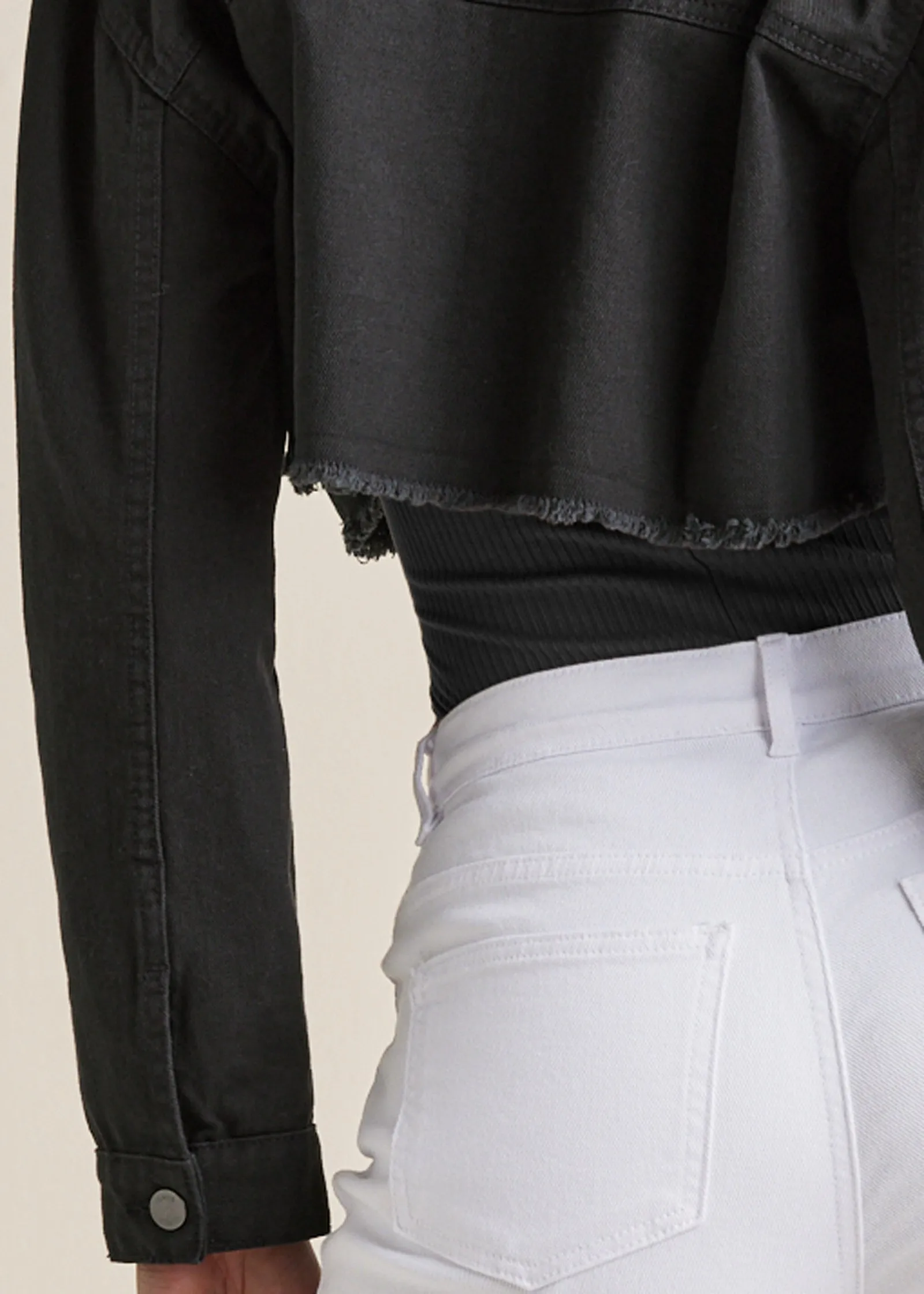 Cropped Denim Jacket - Black sold by VENUS product image thumbnail 4