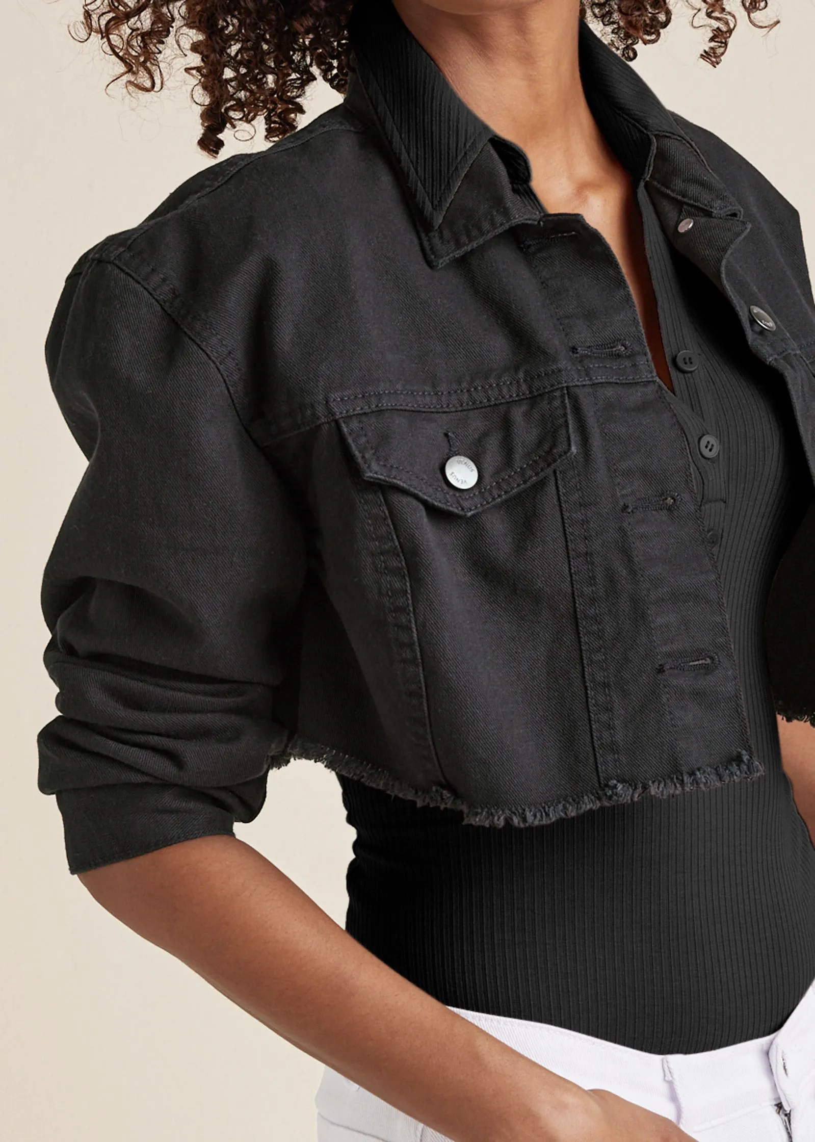 Cropped Denim Jacket - Black sold by VENUS product image thumbnail 3