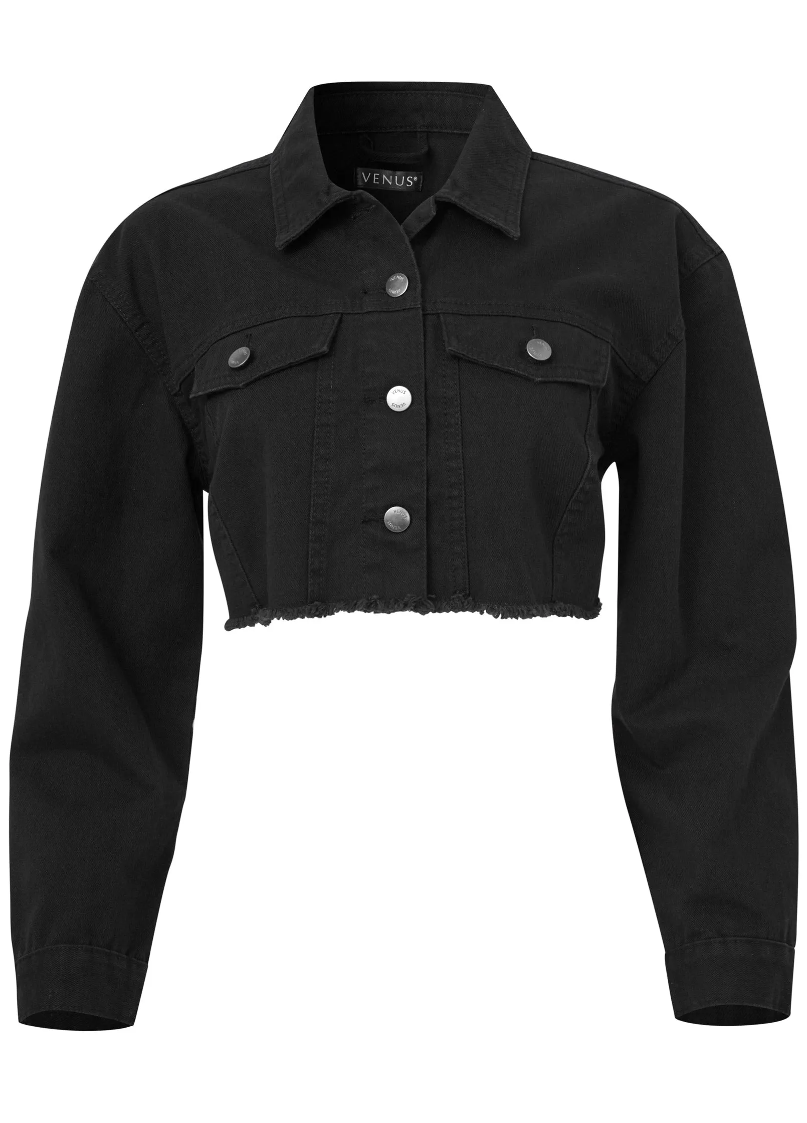 Cropped Denim Jacket - Black sold by VENUS product image thumbnail 5
