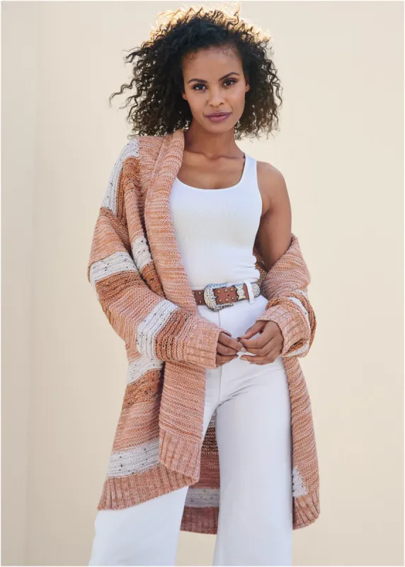 Stripe Cardigan - Rust sold by VENUS
