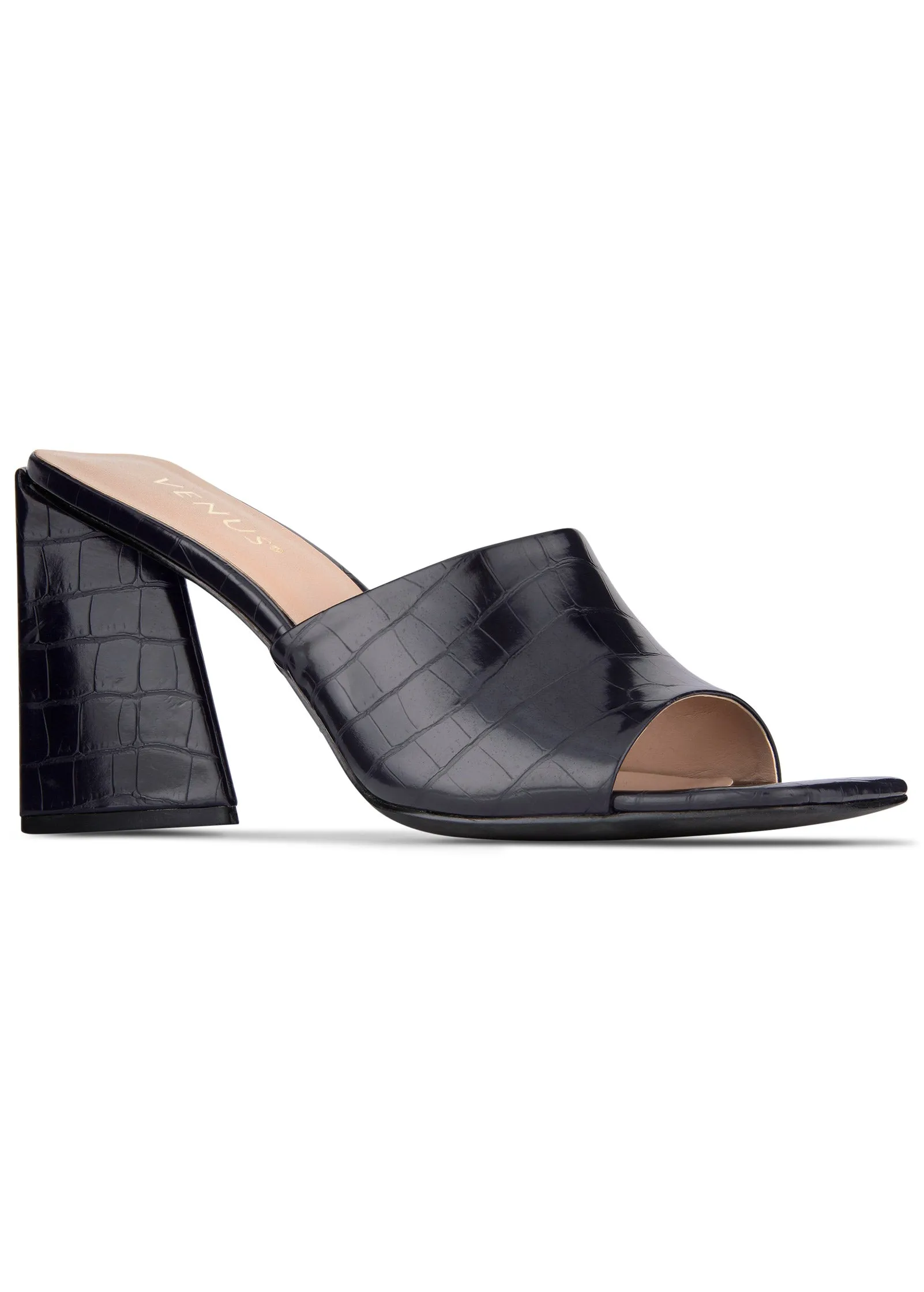 Faux Croc Mules - Black sold by VENUS