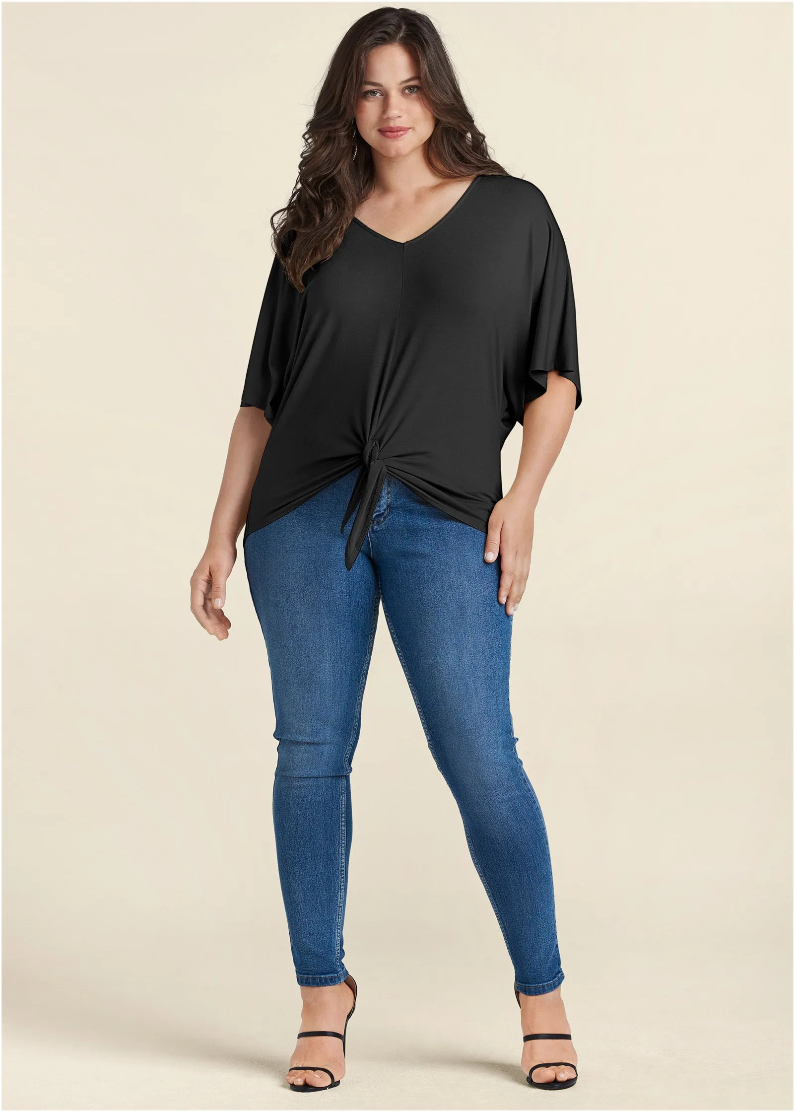 Knot Twist V-Neck Tee - Black sold by VENUS product image thumbnail 4