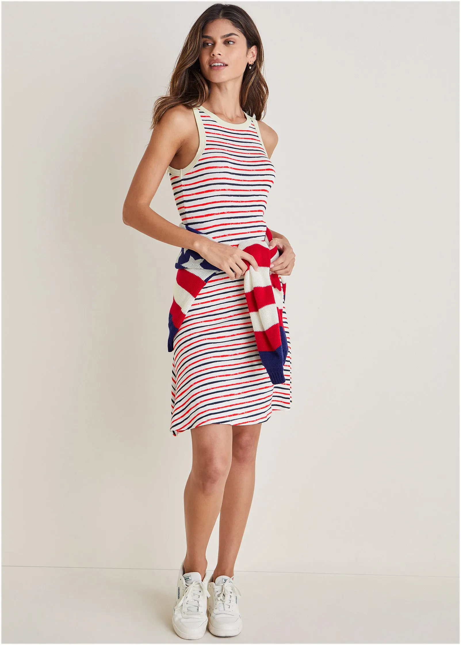 Printed Rayon Span Dress - Tricolor Boardwalk Stripe sold by VENUS product image thumbnail 5