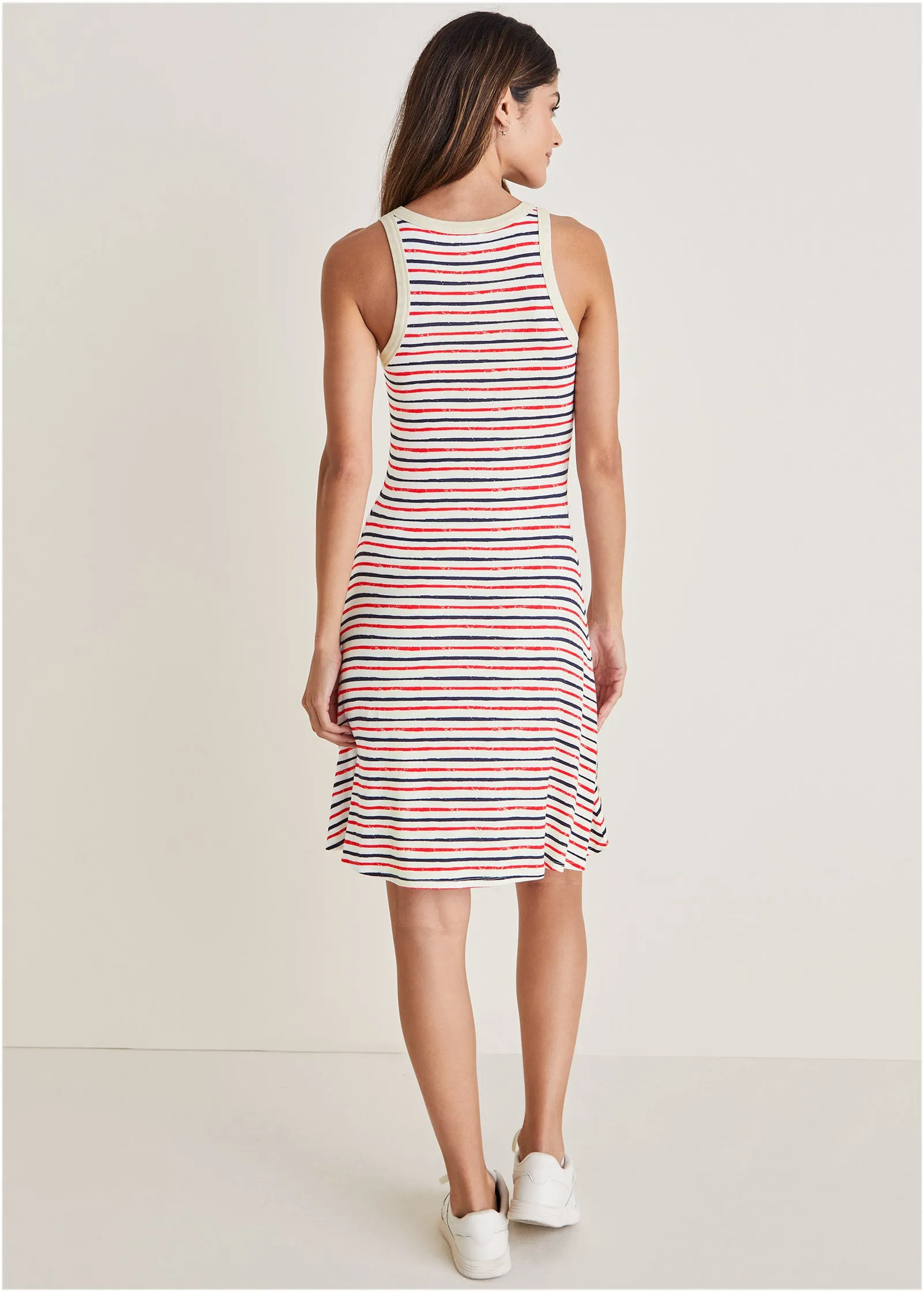 Printed Rayon Span Dress - Tricolor Boardwalk Stripe sold by VENUS product image thumbnail 2