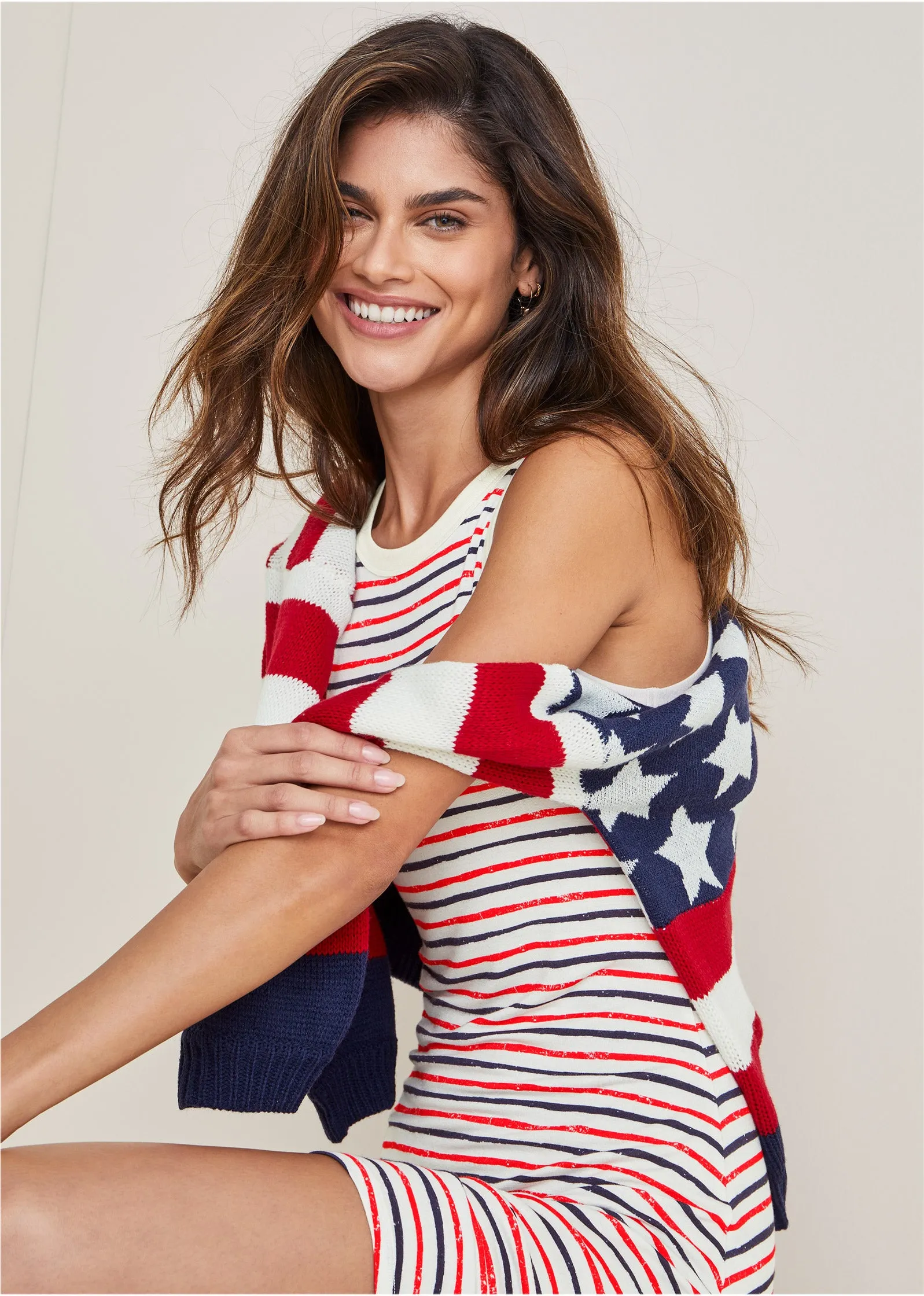 Printed Rayon Span Dress - Tricolor Boardwalk Stripe sold by VENUS product image thumbnail 4