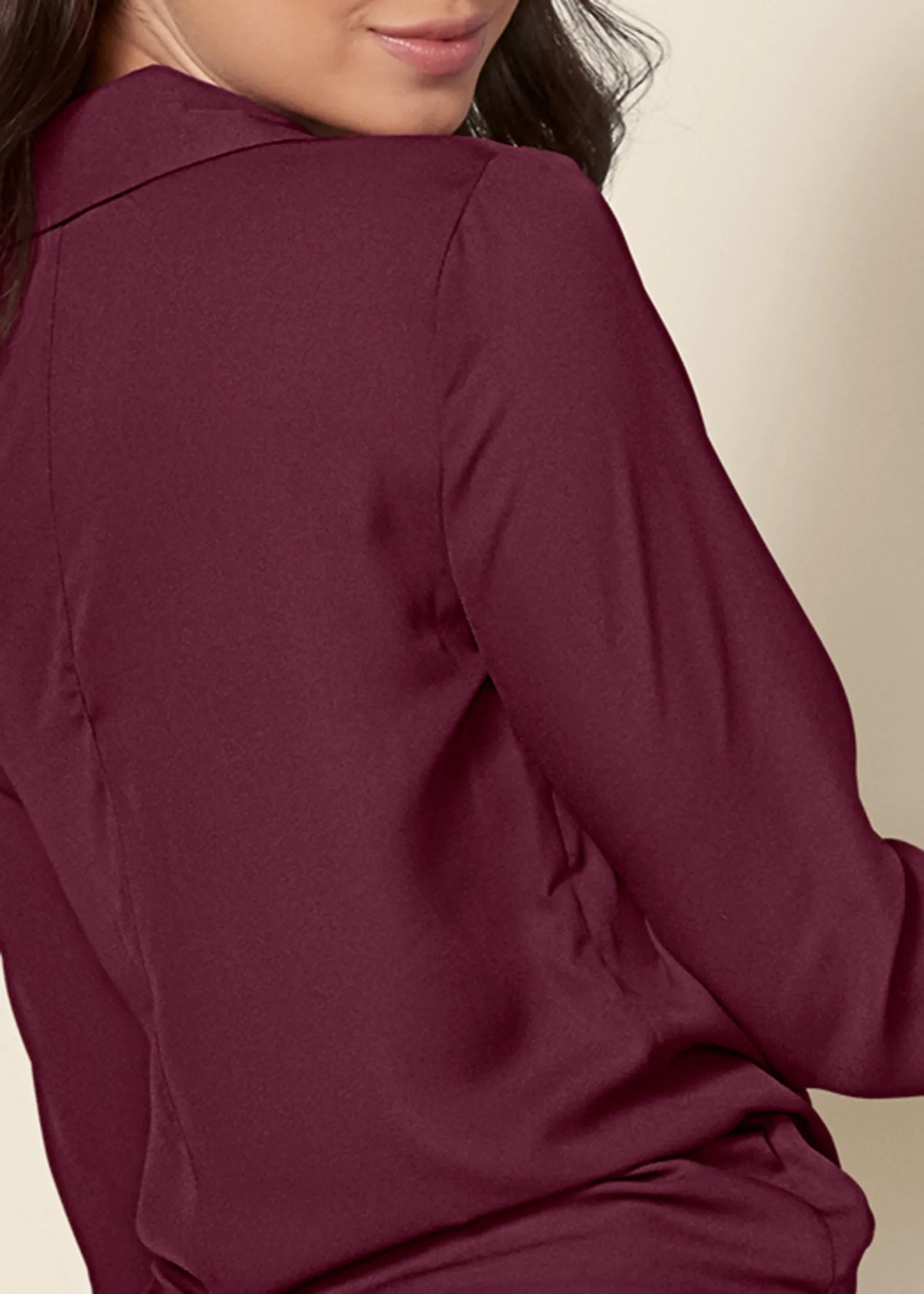Surplice Side Tie Blouse - Wine sold by VENUS product image thumbnail 5