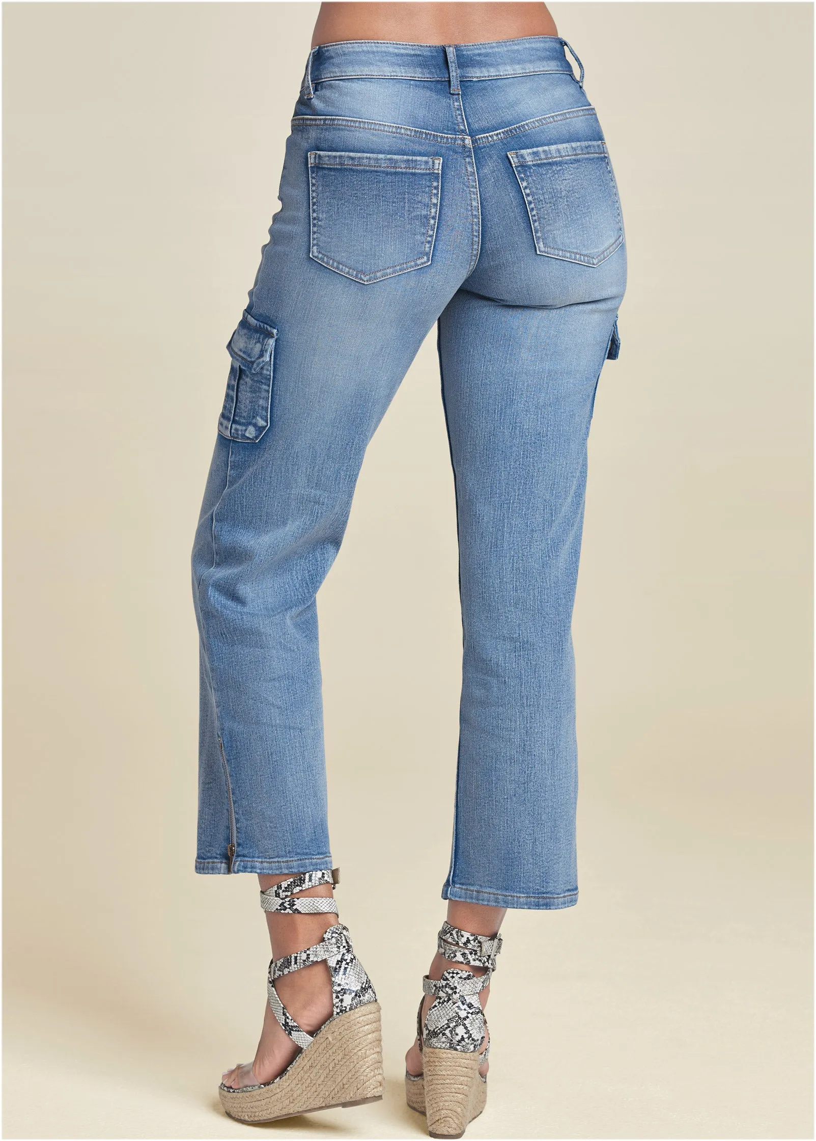 Cropped Cargo Jeans - Light Wash sold by VENUS product image thumbnail 2