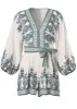 Paisley Print Linen Romper - White Multi sold by VENUS