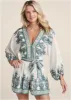 Paisley Print Linen Romper - White Multi sold by VENUS